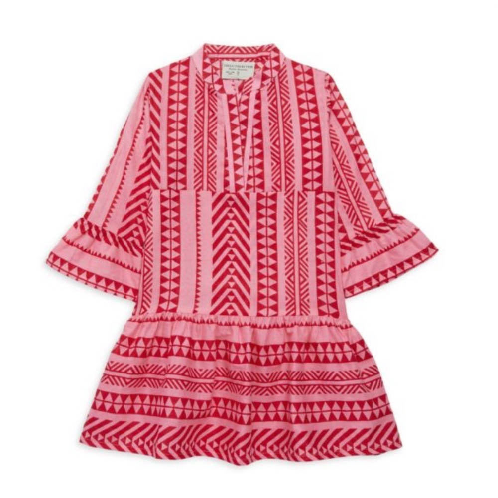 Red and Pink Geometric Pattern Dress